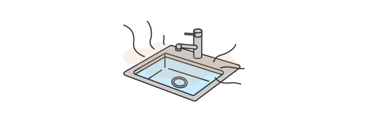 寒い冬の冷たい水によって、排水管に油脂汚れが固着しやすくなり、つまってしまう。