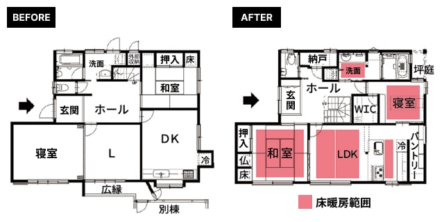 寝室に床暖房を採用したリフォーム事例