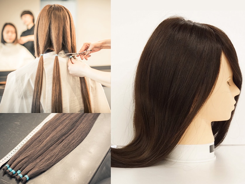 全国から寄せられた善意の髪を、丁寧に選別してウィッグをつくっていきます。