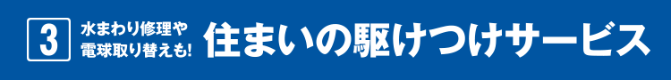 3.水まわり修理や電球取り替えも！住まいの駆けつけサービス